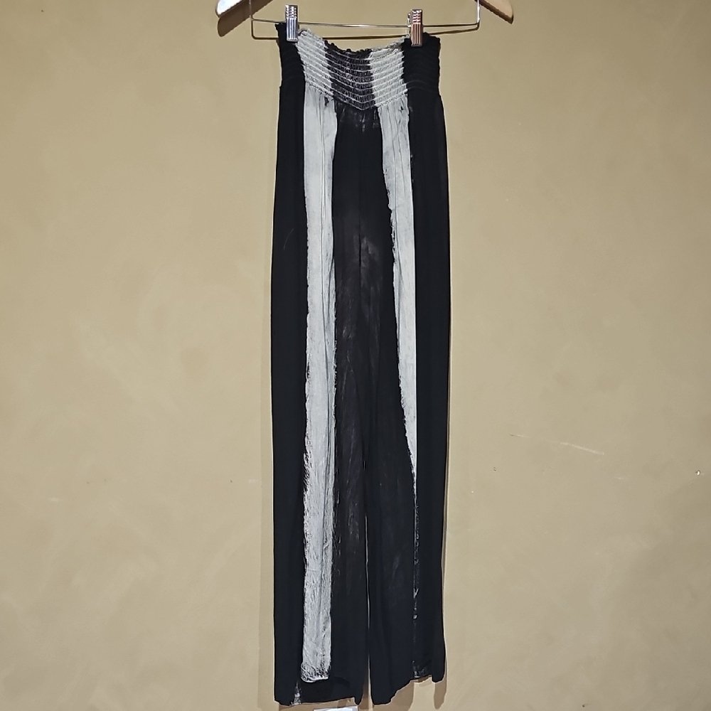T Party Fashion Black and White Pleated Maxi Jumpsuit